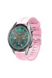 Huawei Watch 4 Pro 22mm için içi desenli Silikon Kordon-23 Pembe