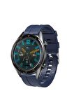Huawei Watch Ultimate 22mm için içi desenli Silikon Kordon-23 Lacivert