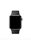Kordon Store Apple Watch 38-40-41mm Uyumlu Parçalı çizgi tasarımlı Metal Kordon-35 Siyah