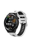 Huawei Watch GT 3 SE 22mm için iki renkli Silikon Kordon-55 Beyaz-Siyah