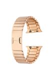 Apple Watch 42-44-45-49mm için Parçalı Çizgi Tasarımlı Metal Kordon-82 Rose Gold