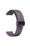 Amazfit Bip U Pro 20mm için Metal Tokalı Silikon Kordon-84 Mor