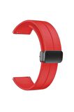 Amazfit GTS 2 20mm için Metal Tokalı Silikon Kordon-84 Kırmızı