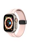 Apple Watch 42-44-45-49mm için Metal Tokalı Silikon kordon-84 Pembe