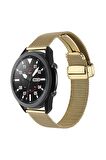 Huawei Watch GT 3 Pro Titanium (46mm) 22mm için Klipsli Hasır Metal Kordon-85 Gold