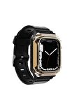 Apple Watch 42-44-45-49mm için Kasa Koruyuculu Silikon Kordon-88 Gold