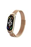 Xiaomi Mi Band 7 için Mıknatıslı Hasır Metal Kordon-01 Rose Gold