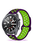 Amazfit Pace (46mm) 22mm için Delikli Silikon Kordon-02 Mor-Yeşil