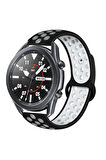 Mobicas Xiaomi Watch S1 Active 22mm Uyumlu Delikli Silikon Kordon-02 Siyah-Beyaz