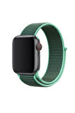 Mobicas Apple  Watch 42-44-45-49mm Uyumlu Cırtlı Kumaş Kordon-03 Açık Yeşil