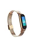 Xiaomi Mi Band 5-6 için Hasır Metal Kordon-06 Rose Gold
