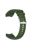 Xiaomi Mi Watch 22mm için Çizgili Silikon Kordon-18 Koyu Yeşil