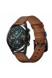 Xiaomi Watch S1 Active 22mm için Suni Deri Pu Kordon-19 Kahverengi