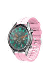 Galaxy Watch 3 (45mm) 22mm için içi desenli Silikon Kordon-23 Pembe