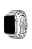 Apple Watch 42-44-45-49mm için düz parçalı tasarım Metal Kordon-41 Gümüş