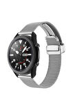 Huawei Watch 4 22mm için Klipsli Hasır Metal Kordon-85 Gümüş