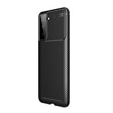 Smcase Samsung Galaxy S21 FE Kılıf Karbon Dizayn Silikon  Nano Ekran Koruyucu