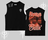 Always Chillin Kedi Arka Baskılı Kolsuz Tshirt