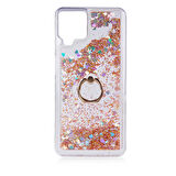 Smcase Samsung Galaxy M12 Kılıf Sulu Yüzüklü Milce Glitter Silikon