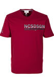 Erkek Tişört Bisiklet Yaka Bordo Slim Fit Baskılı T-shirt NCS JEANS 1296