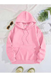 Unisex Pembe Happy Mind Happy Life Baskılı Kapşonlu Sweatshirt