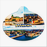 İsveç Stockholm Temalı Oval Magnet Buzdolabı Magneti 