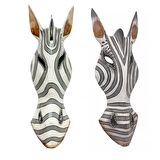 Ahşap Zebra Mask 30 cm Dekoratif Duvar Dekoru