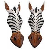 Ahşap Zebra Mask 30 cm Dekoratif Duvar Dekoru