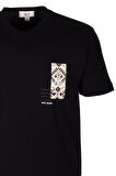 Erkek Tişört Bisiklet Yaka Siyah %100 Pamuk Slim Fit Göğüs ve Sırt Baskılı T-shirt NCS JEANS 1299