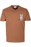 Erkek Tişört Bisiklet Yaka Camel %100 Pamuk Slim Fit Göğüs ve Sırt Baskılı T-shirt NCS JEANS 1299