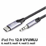iPad Pro 12.9inç 6. 5. 4. 3. Nesil uyumlu Metal başlık AUX Kablo Ses Dönüştürücü Type-C Çevirici