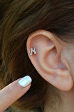 N Harfi Piercing Gümüş Renkli Harf Piercing N