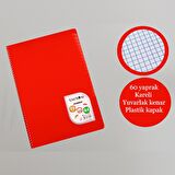 Çınar A4  60 Yaprak Colormaxi Spiralli Defter Plastik Kapak Kareli 12 Adet