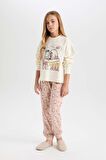 DeFacto Kız Çocuk Pijama Takım Garfield Sweatshirt Üst Desenli Beli Lastikli Uzun Alt D6061A824WNBG759