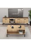 Mezza Set 1596-2086 Aurora 180 Cm Metal Ayaklı Tv Ünitesi + Aurora Orta Sehpa - Sepet Rengi