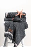 Cotton Box 3lü Jakarlı Havlu Seti Denim Antrasit 50x90