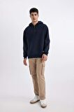 DeFacto Oversize Geniş Kalıp Kapüşonlu Yarım Fermuarlı Sweatshirt B4846AX24SPNV163