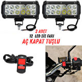 2 Adet 12 Ledli Motosiklet Scooter Uyumlu Led Sis Farı Açma Kapatma Tuşlu