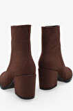 Kadın Yandan Fermuarlı Topuklu Günlük Bot Selans Kahve Süet