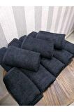 12 Adet Siyah 50x900 cm Spa Hamam Plaj Sauna Yogo Fitness Spor El Yüz Saç Havlusu