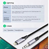  iPhone 13-PLUS-PRO-PRO MAX Uyumlu Metal Başlık AUX Ses Dönüştürücüsü Hasır Lightning Çevirici