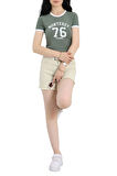 Bisiklet Yaka Baskılı Crop  Body