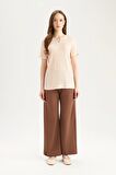 DeFacto Regular Fit Cepli Krep Geniş Paça Palazzo Pantolon E5759AX25SPBN519