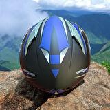 NCR-158 ÇENE AÇILIR GÖZLÜKLÜ E-CE BELGELİ KASK MAVİ GRAFİK