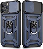 Gpack Apple iPhone 13 Pro Max Kılıf  Sert Silikon Tank Aramid Sürgülü Vega Yüzüklü