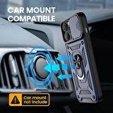 Gpack Apple iPhone 13 Pro Max Kılıf  Sert Silikon Tank Aramid Sürgülü Vega Yüzüklü