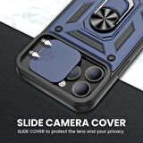 Gpack Apple iPhone 13 Pro Max Kılıf  Sert Silikon Tank Aramid Sürgülü Vega Yüzüklü