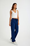 Barbora Keten Günlük Pantolon Beli Bağcıklı Ln14lacivert3