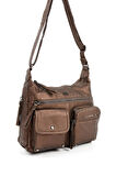 Suni Deri Omuz Çantası Bronz (Model: 571-13-10K) 
