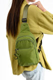 Üç Bölmeli Unisex Göğüs (Bodybag) Çantası Açık Yeşil (Model: 571-9N) 